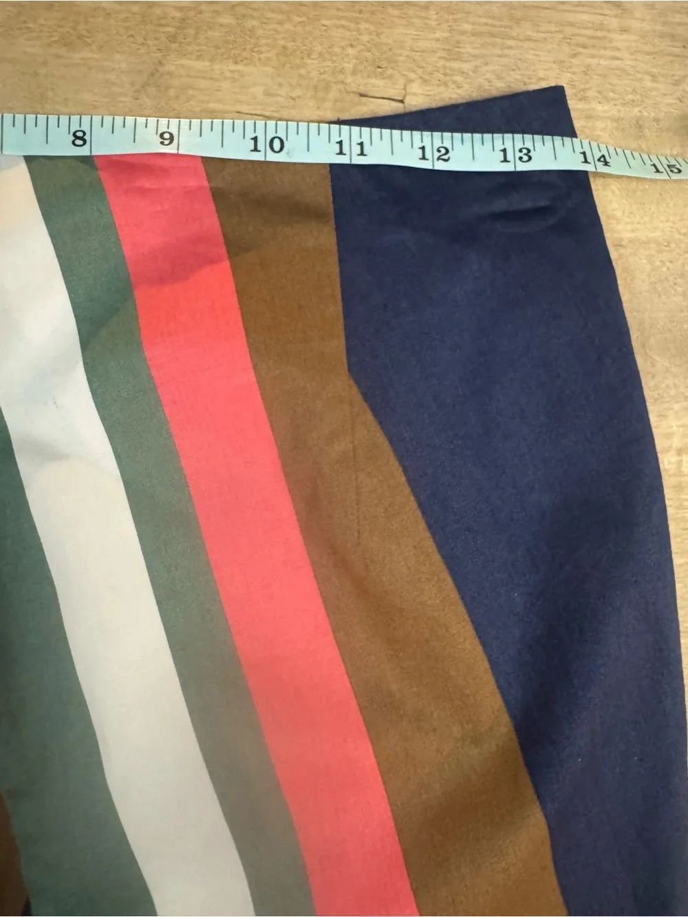 NWOT Boden Navy Pencil Skirt with Coral, Green, White & Brown Stripes